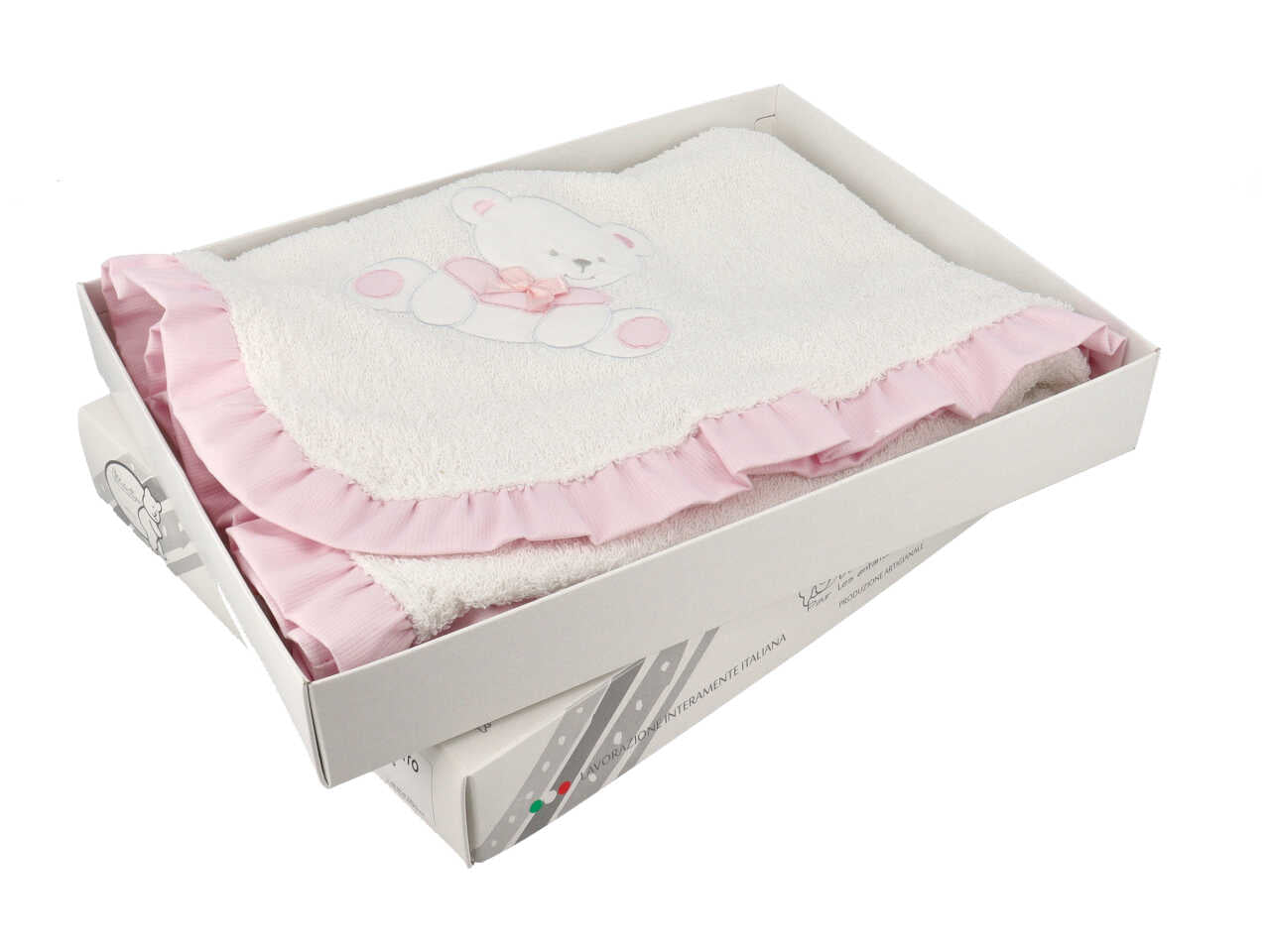 Telo in spugna ricamato, rosa