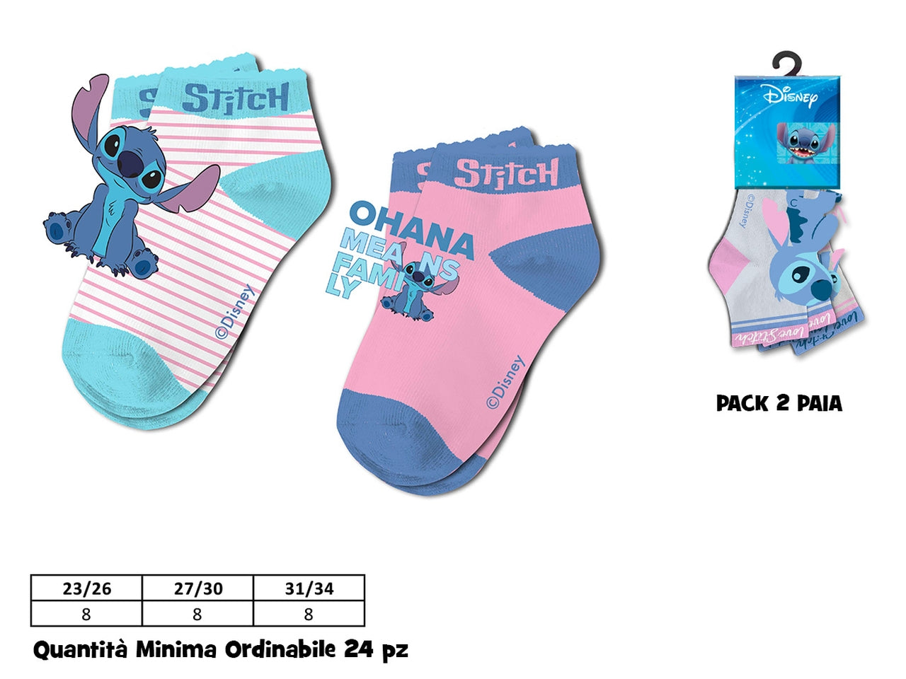 Calzini mini 2 paia stitch
