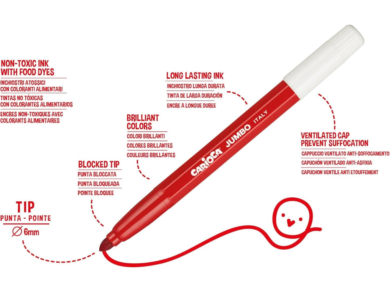Carioca pennarelli jumbo 30 colori in scatola rigida
