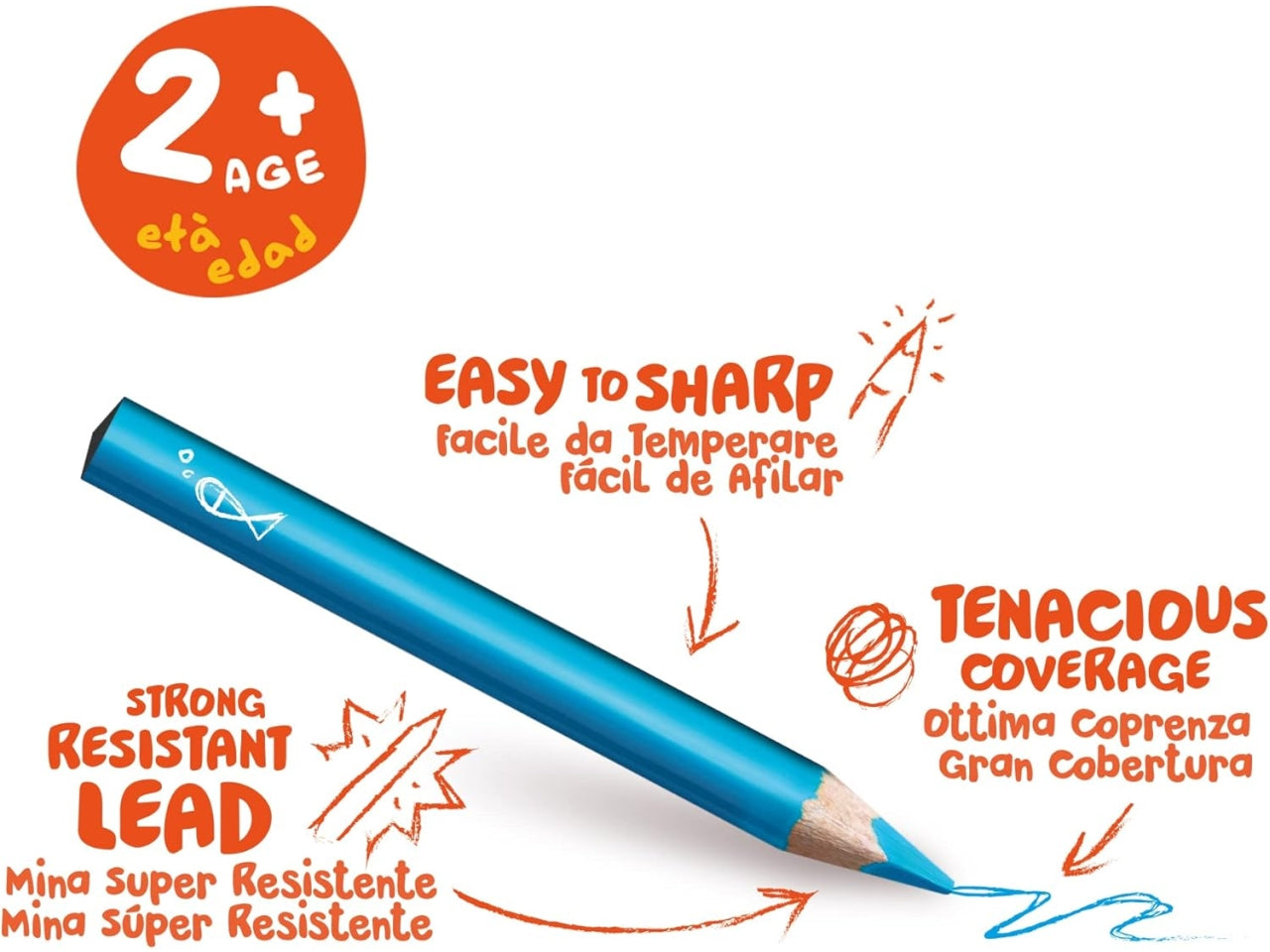 Carioca 10 pastelli triangolari baby pencil per bambini da 2+ anni