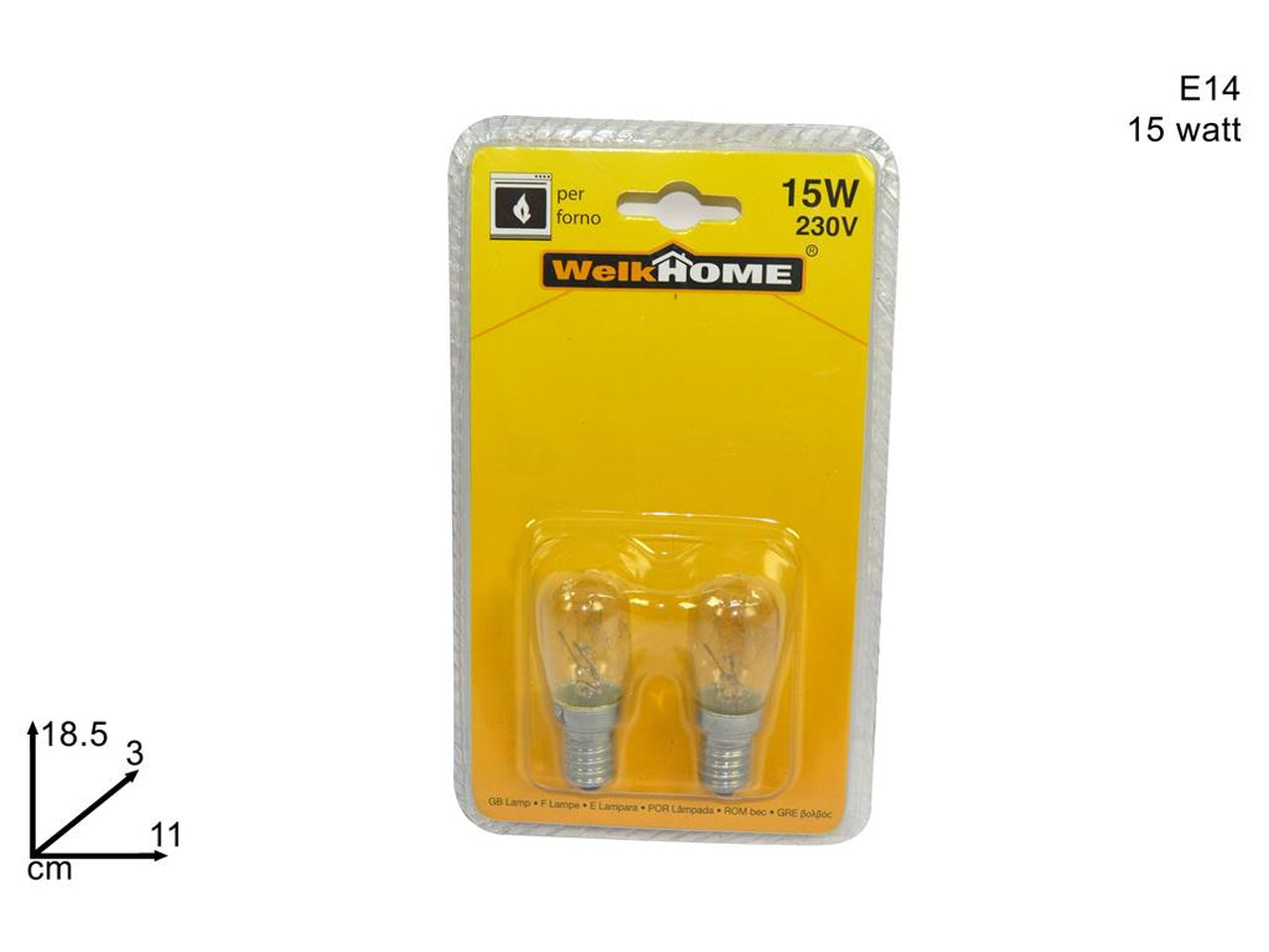 Set di 2 lampadine da forno T22 E14 15W