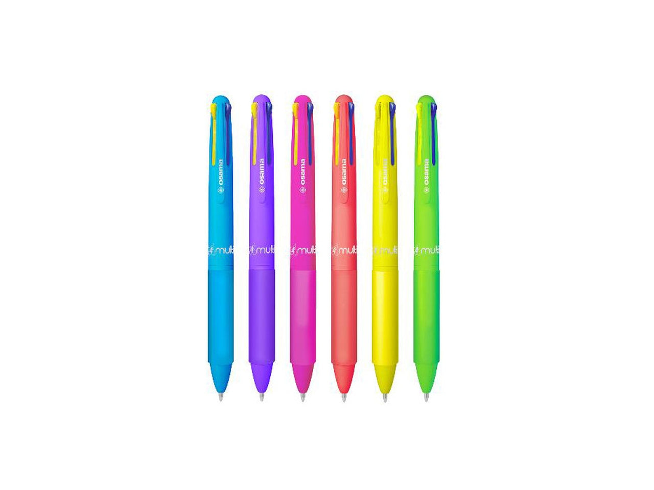 Penna a sfera 4 colori fusto neon