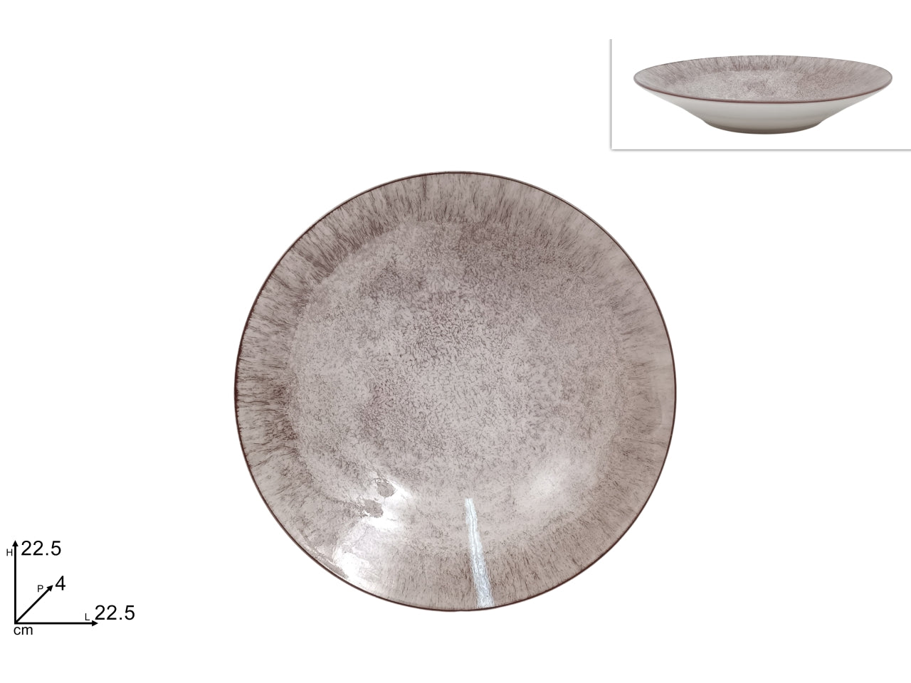 Piatto fondo in porcellana 22,5cm tortora