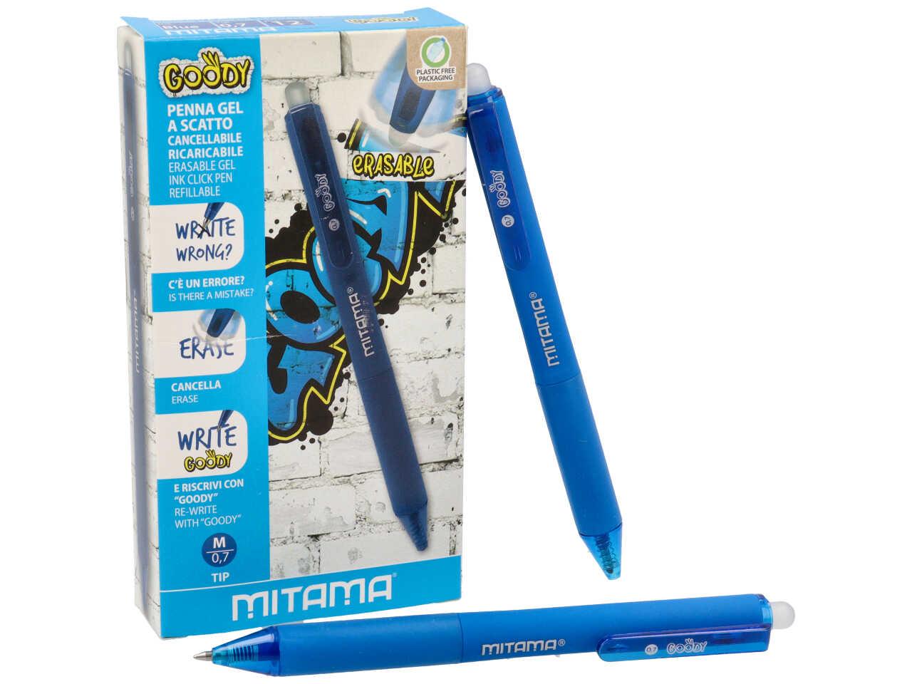 Mitama penna cancellabile a scatto goody confezione 12 pezzi blu