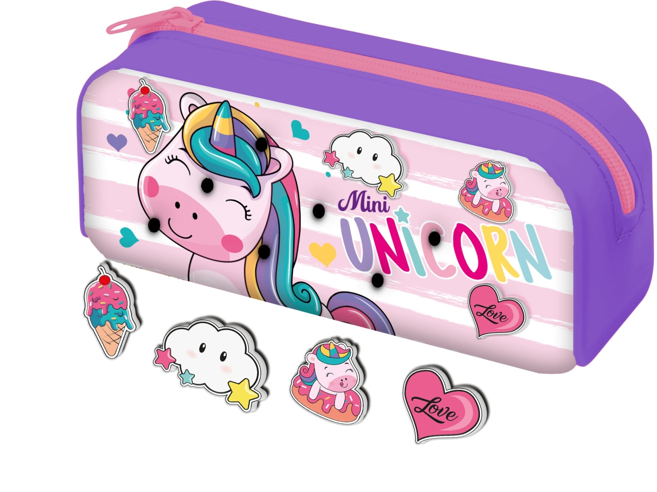 Unicorno astuccio in silicone con 4 patch uni1184