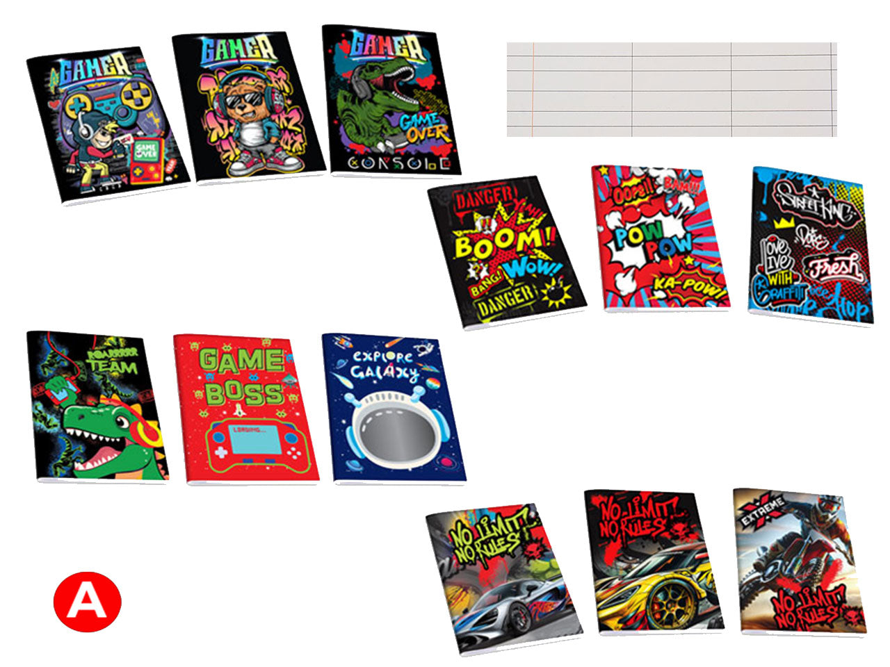 Quaderno maxi active boy 80gr confezione da 10 pezzi rigatura A