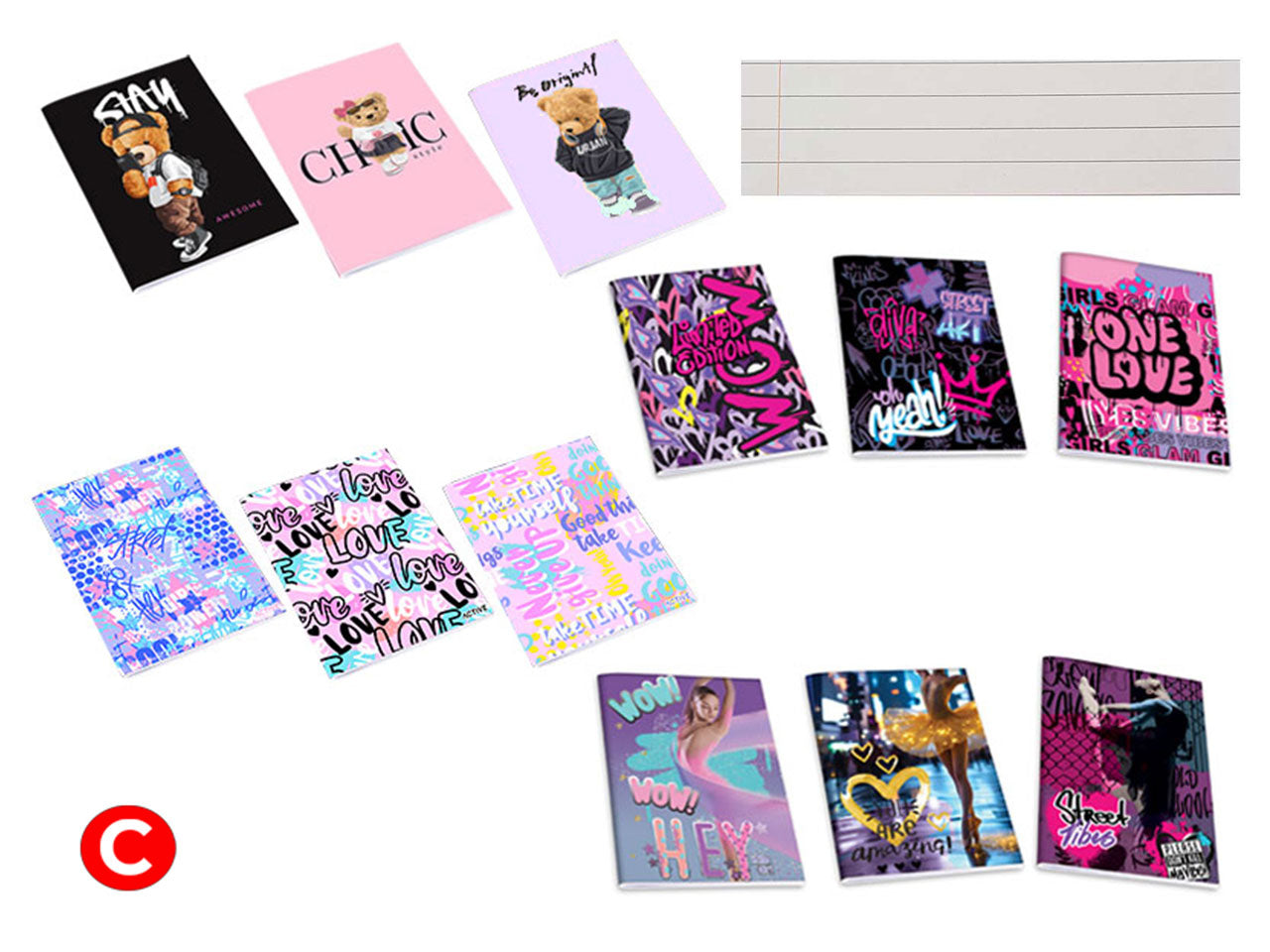 Quaderno maxi active girl 80gr confezione da 10 pezzi rigatura C con margine