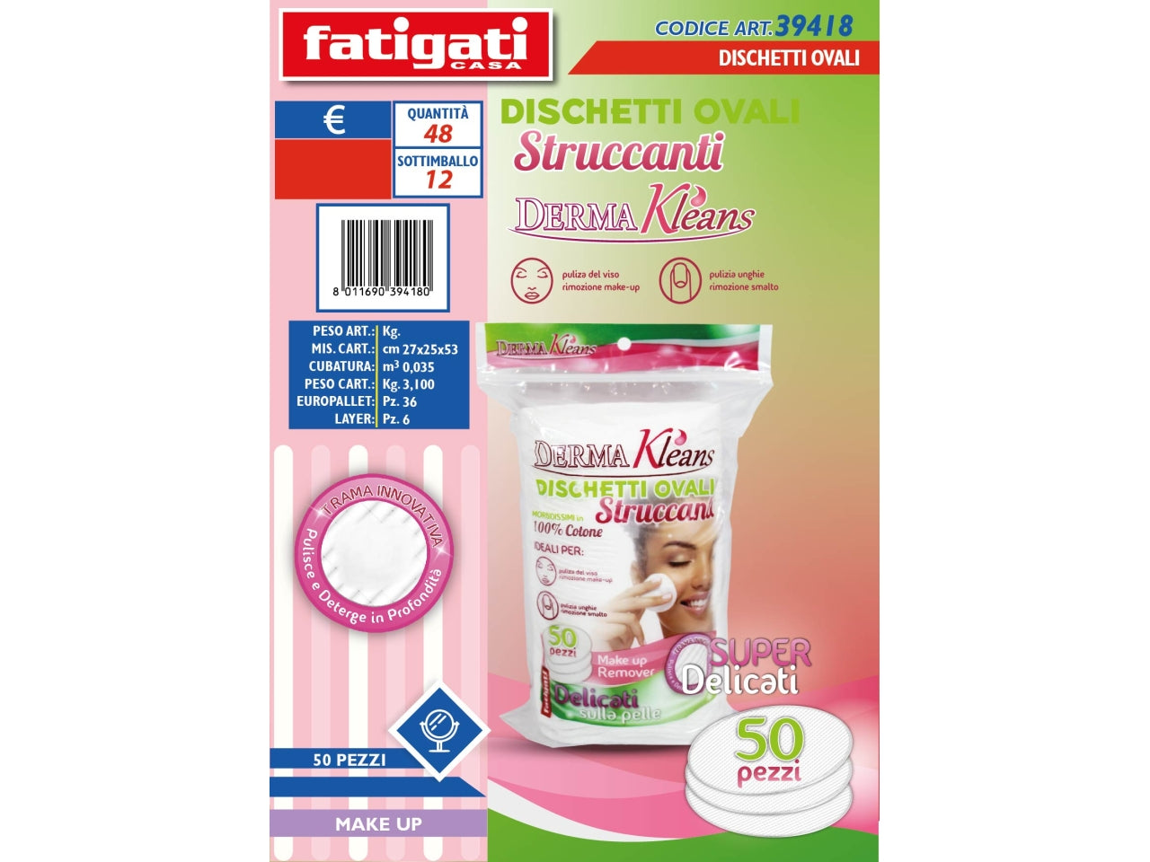 Dischetti ovali struccanti la confezione contiene 50 pz