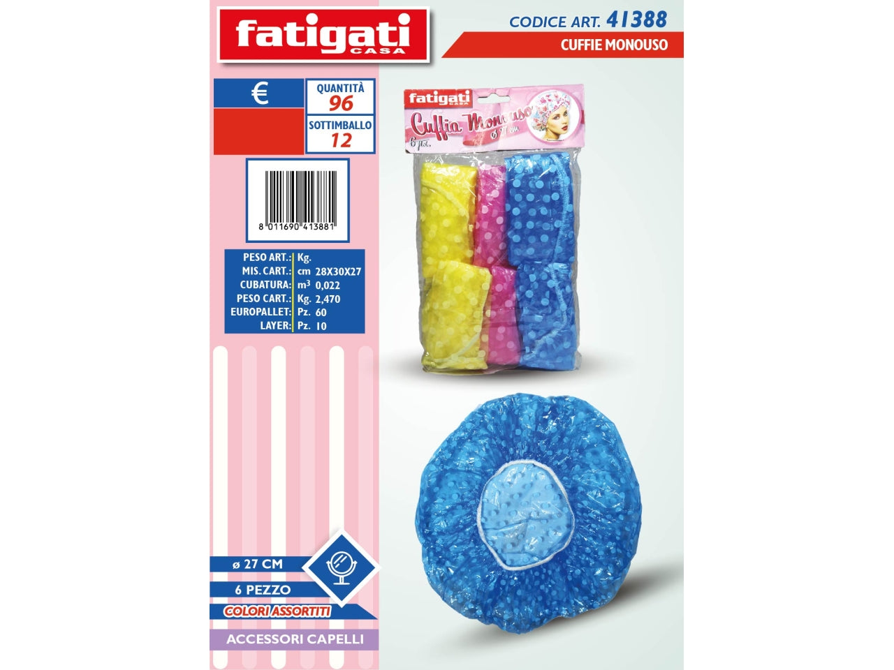 Cuffie monouso confezione da 6 pezzi diam.27cm