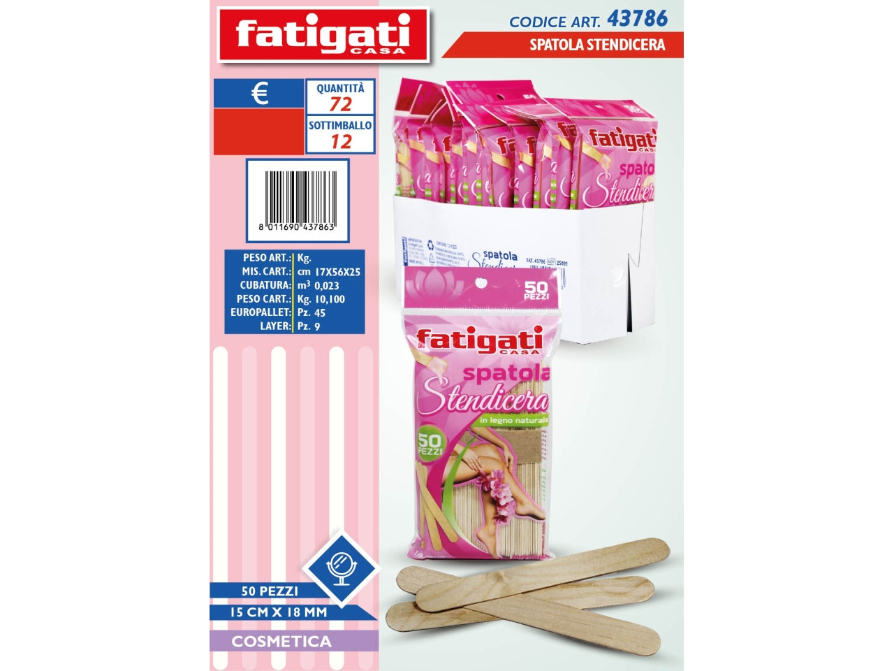 Spatola stendicera 15x18 cm la confezione contiene 50 spatola