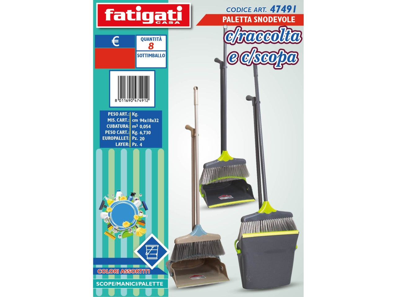 Paletta snodevole con raccolta e scopa