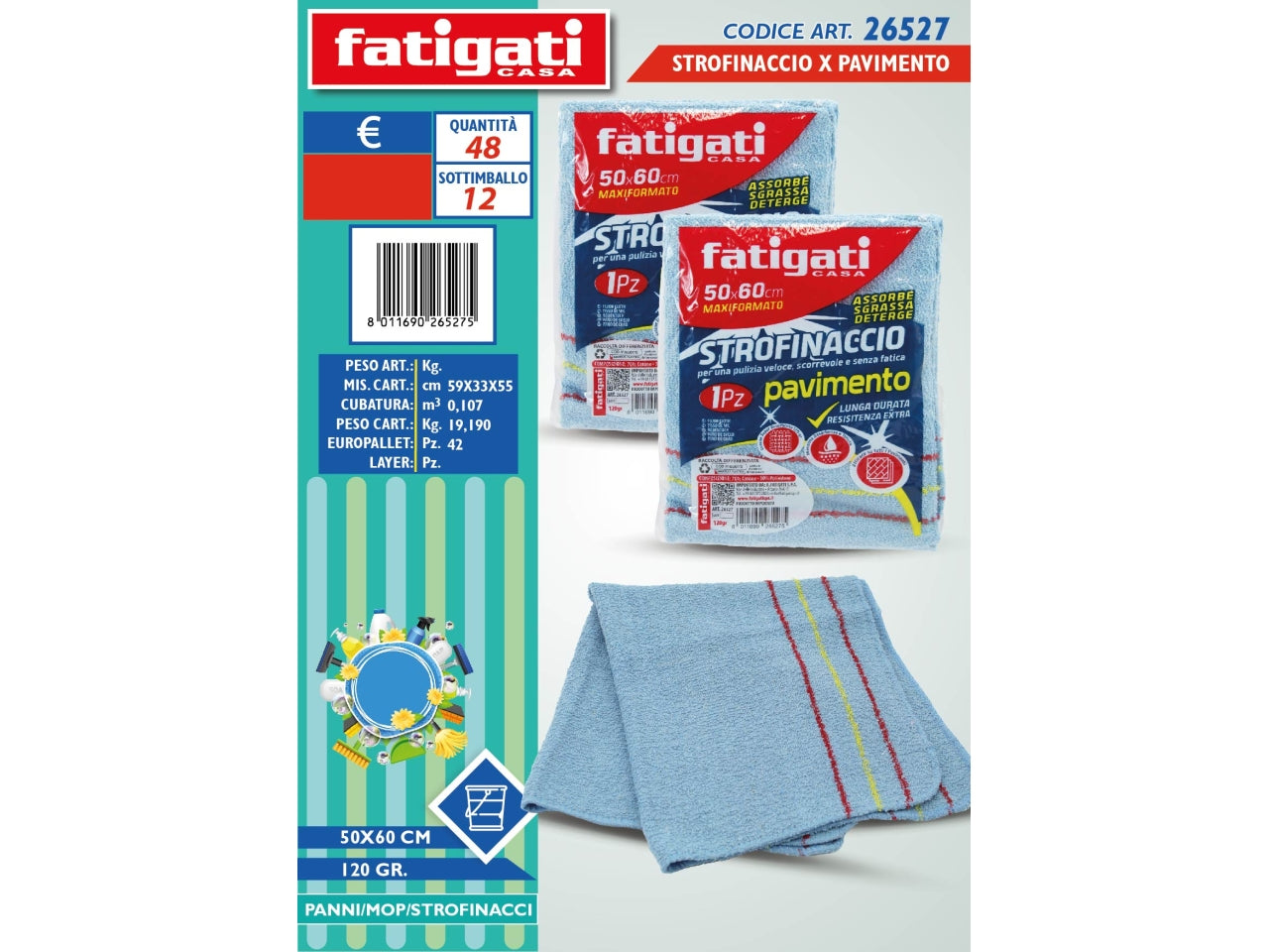 Strofinaccio per pavimento 50x60 cm.120 gr.