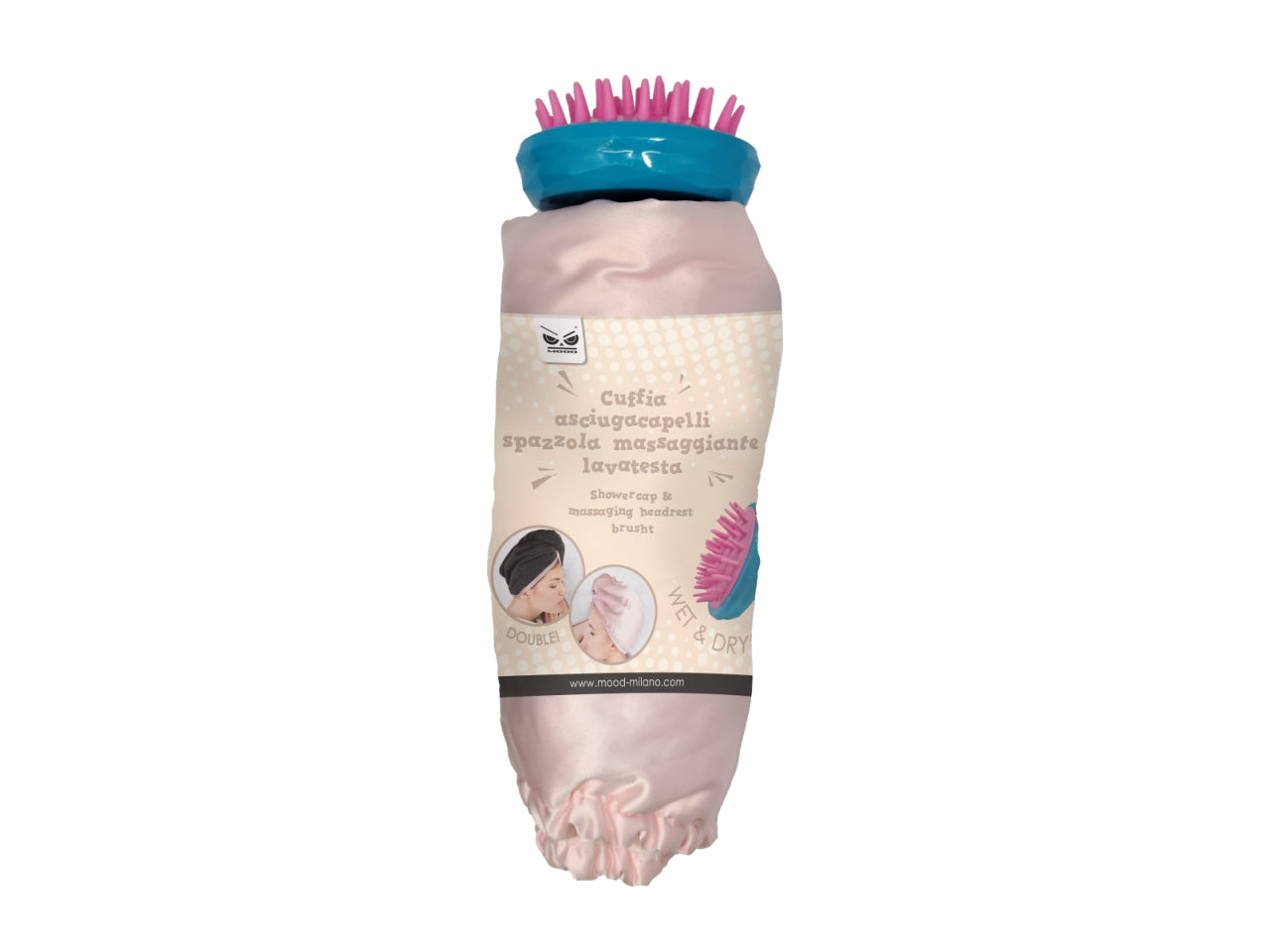 Mood beauty cuffia asciugacapelli effetto seta e spazzola massaggiante lavatesta
