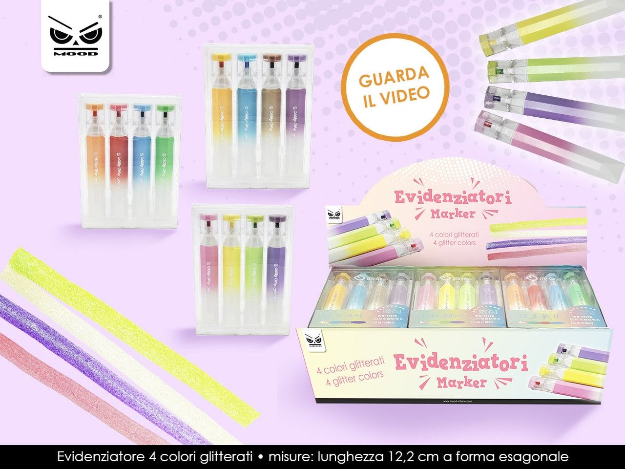 Evidenziatore 4 color glitterati