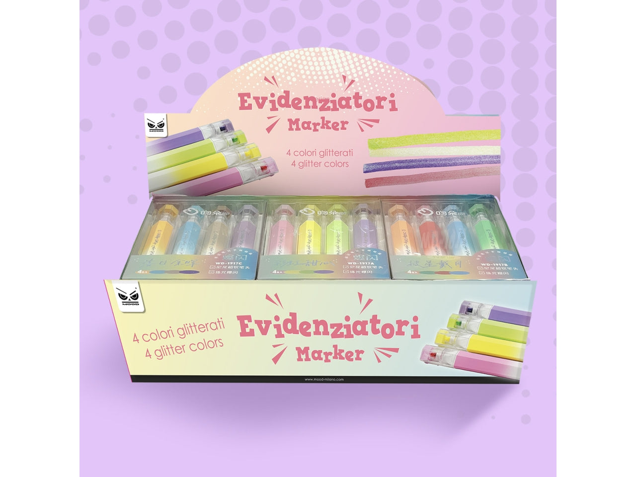Evidenziatore 4 color glitterati