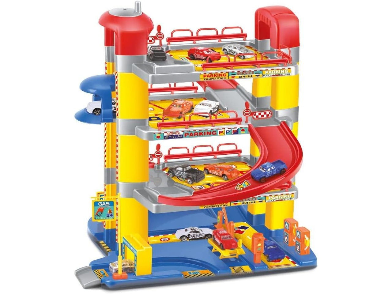 Parcheggio a 4 piani con rampe ascensore e 6 auto