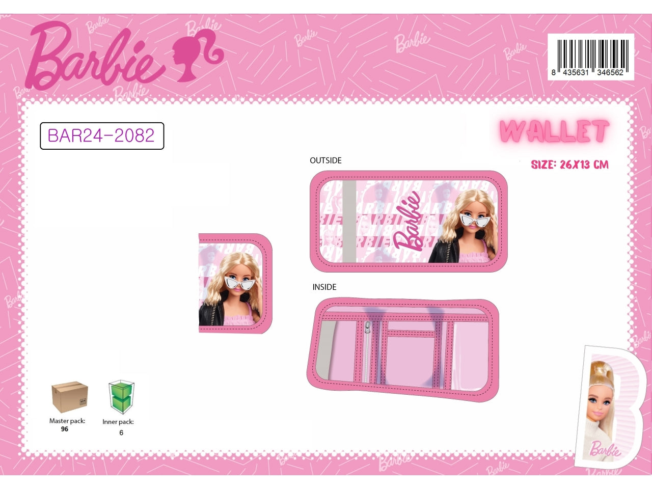 Barbie portafogli 26x13cm