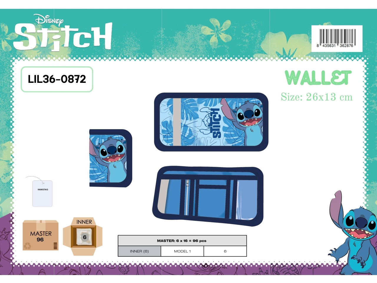 Stitch Boy portafogli 26x13cm