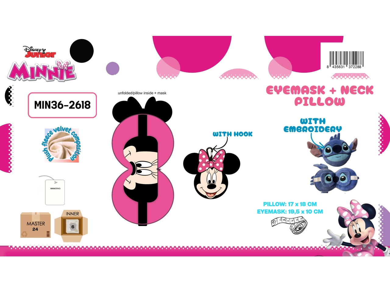 Minnie maschera per gli occhi + cuscino per il collo