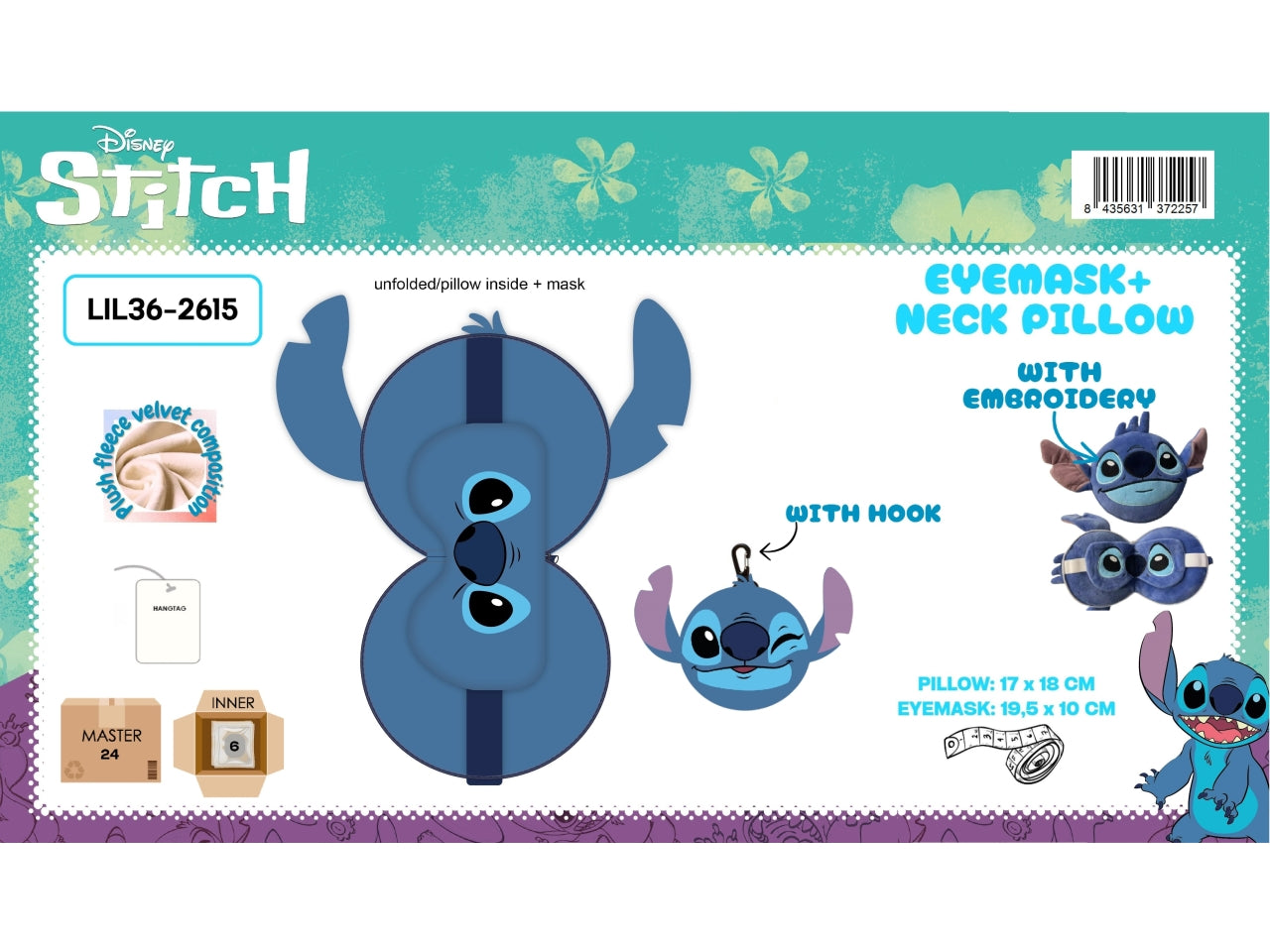 Stitch Boy maschera per gli occhi + cuscino per il collo