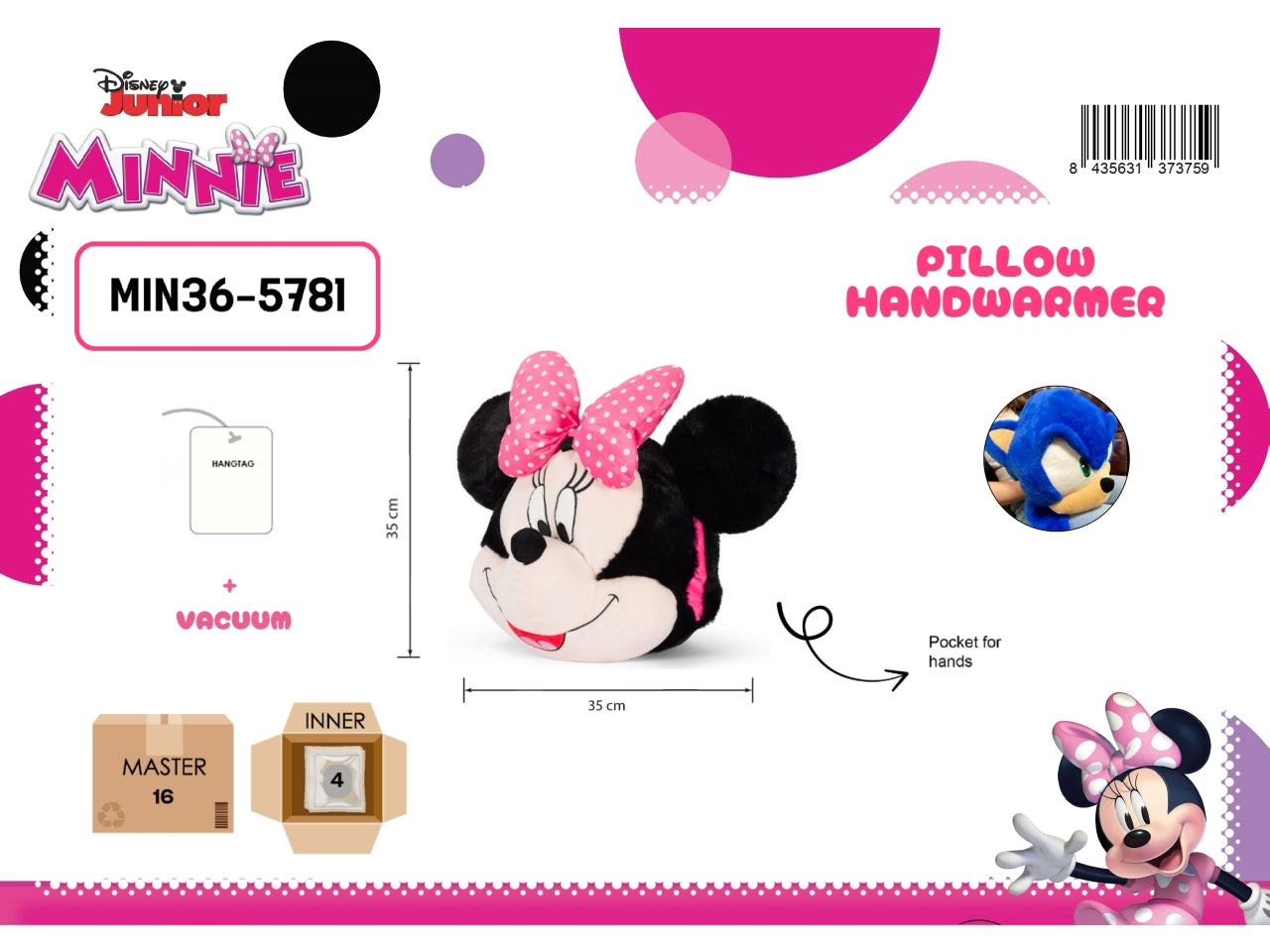 Minnie cuscino scaldamani 35x35cm