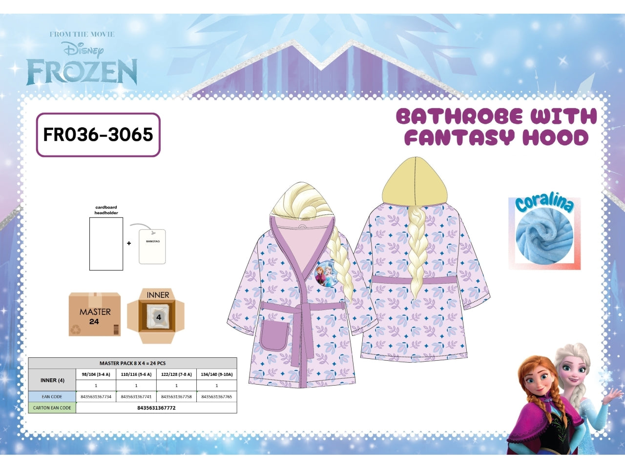 Frozen accappatoio in coralina con cappuccio fantasy