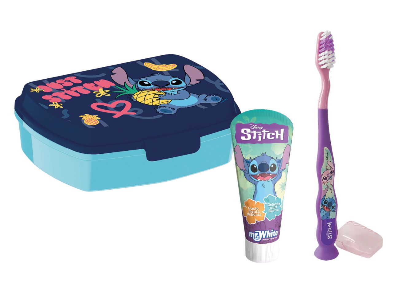 Stitch portamerenda con spazzolino e dentifricio