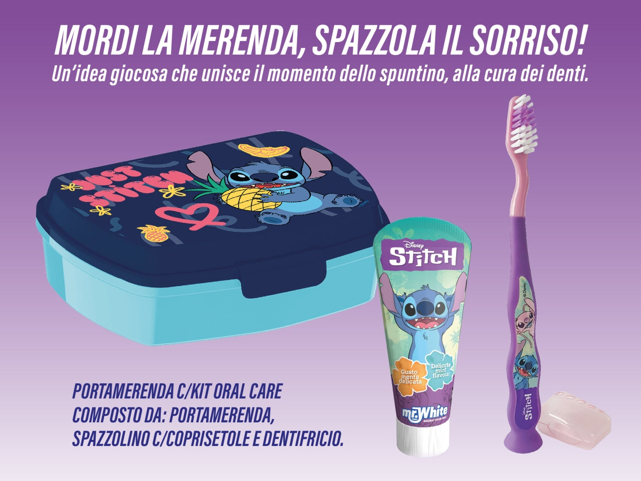 Stitch portamerenda con spazzolino e dentifricio