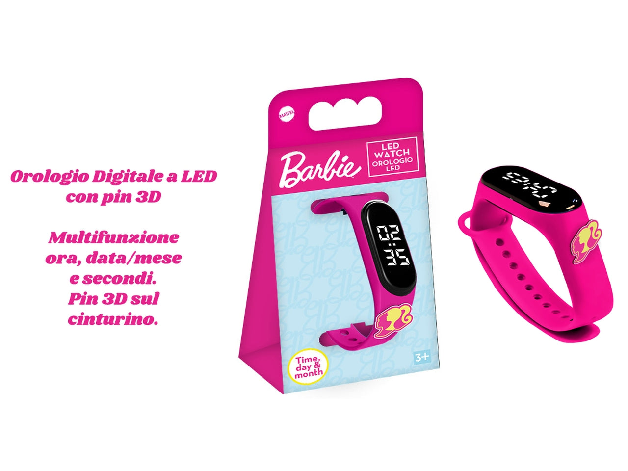 Barbie orologio digitale led con pin 3d