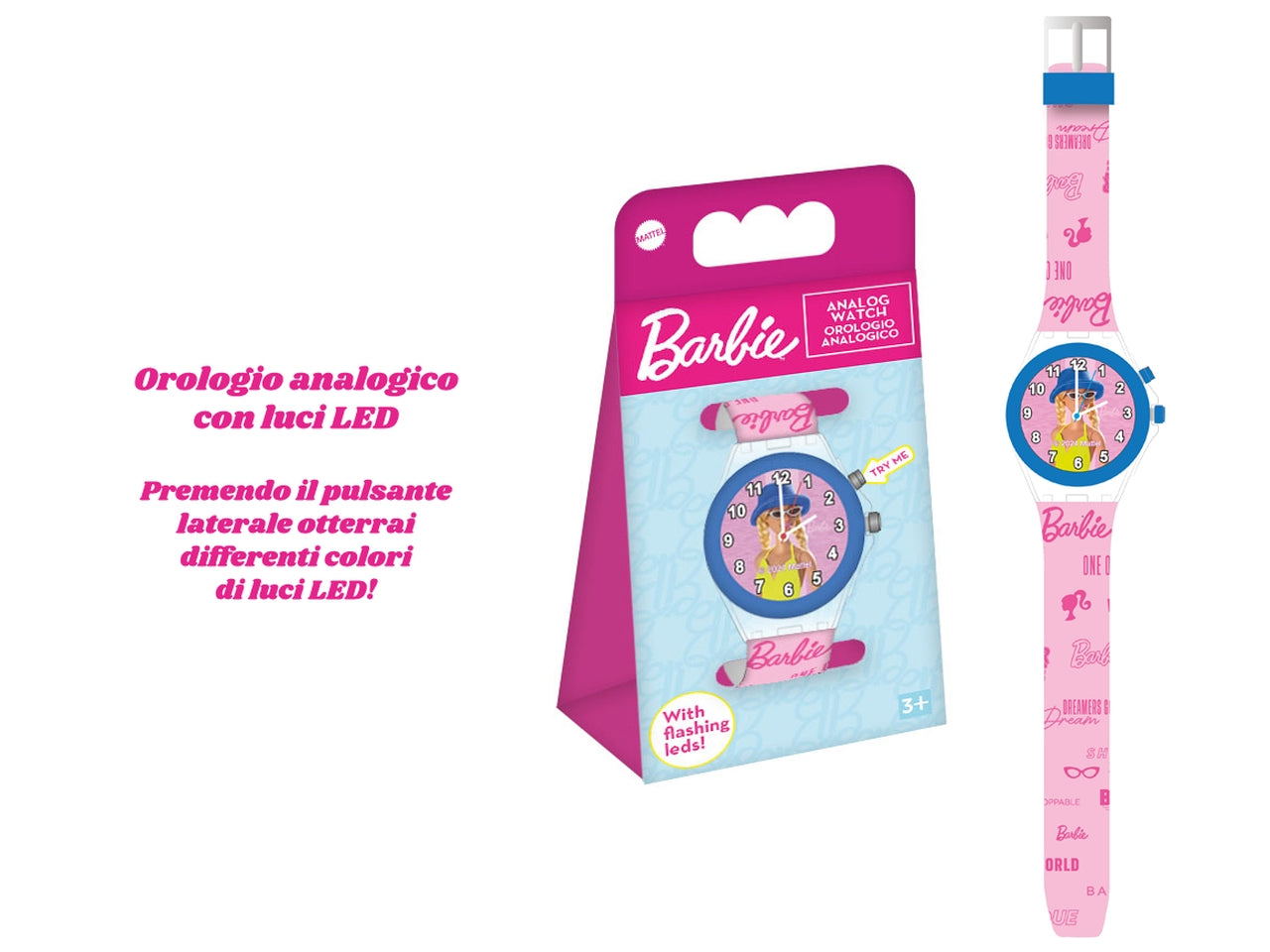 Barbie orologio analogico con luci led