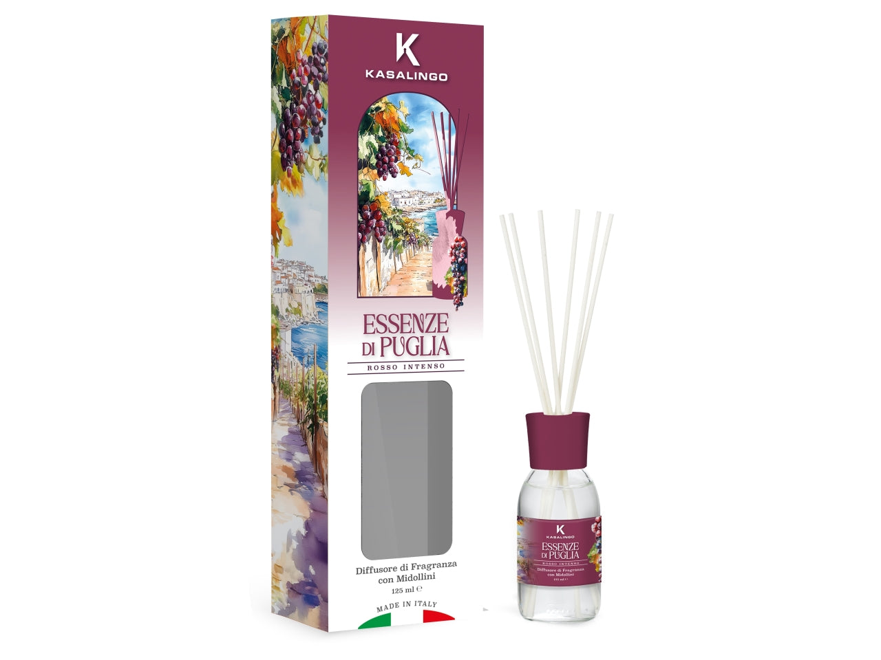 Diffusori con bacchette 125ml rosso intenso