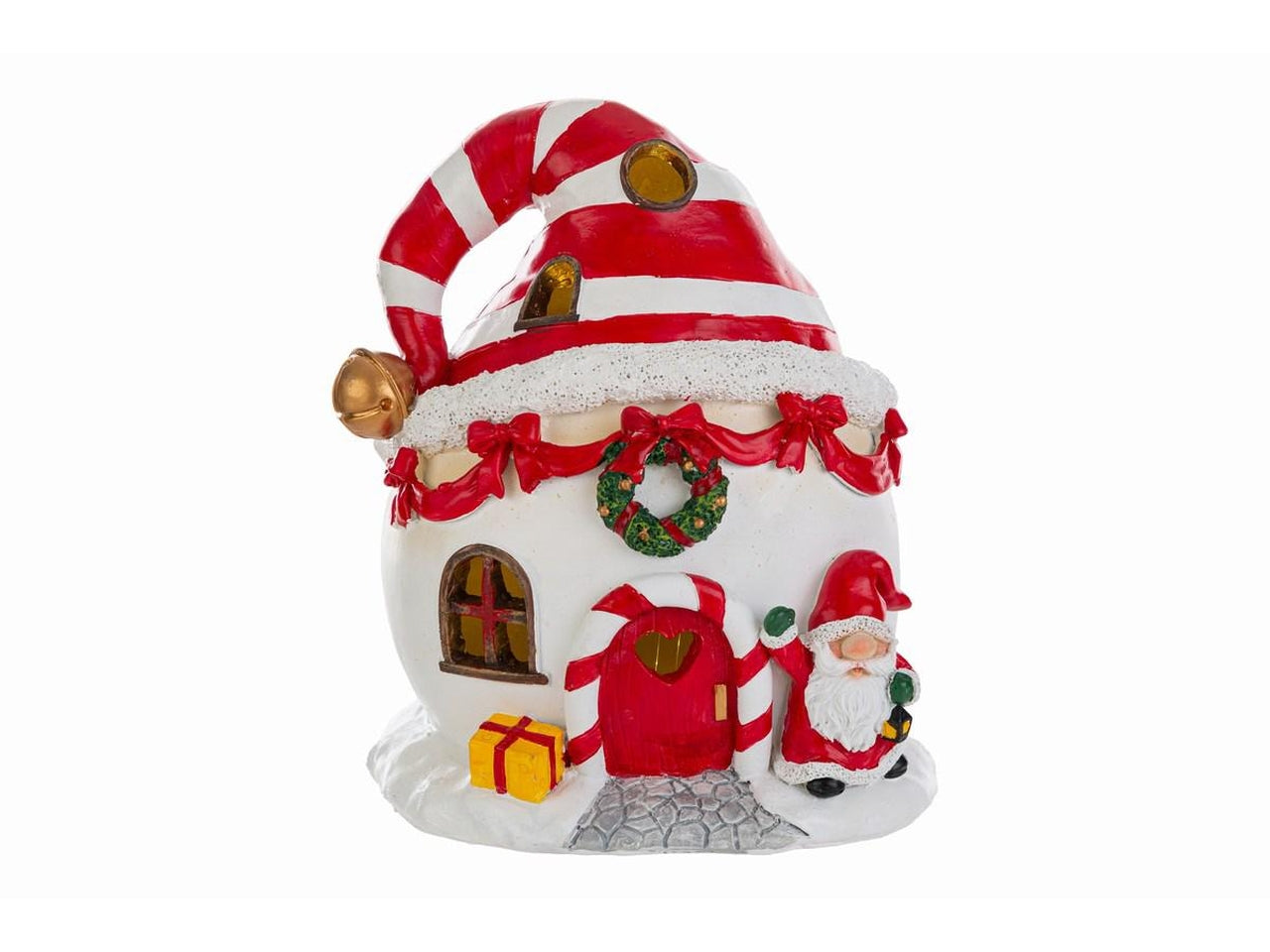 Casetta gnomo 18cm in resina con led 18cm