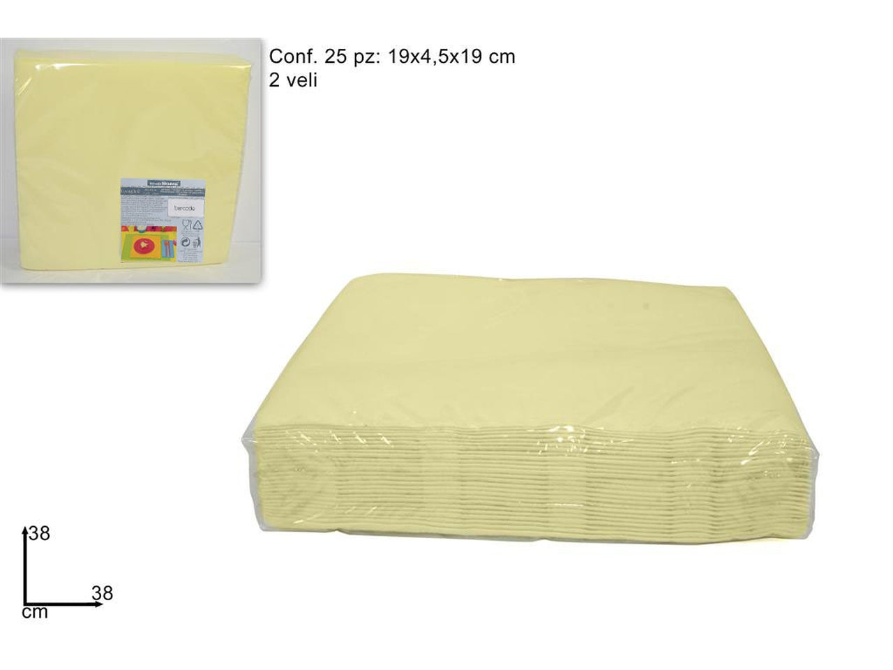 Tovaglioli 38x38cm 2 veli confezione da 25 tovaglioli avorio