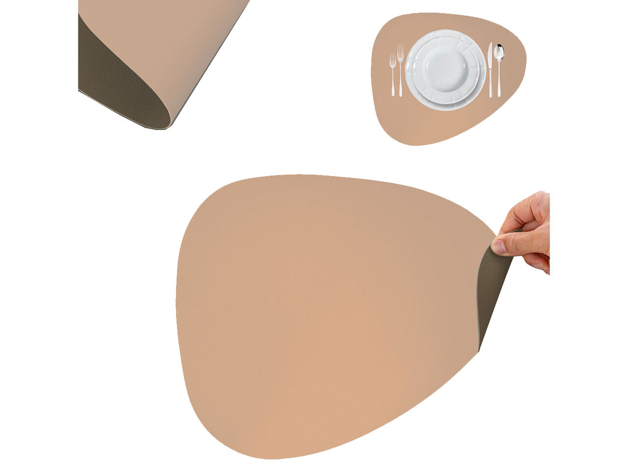 Tovaglietta similpelle 45X37 di colore rosa e tortora