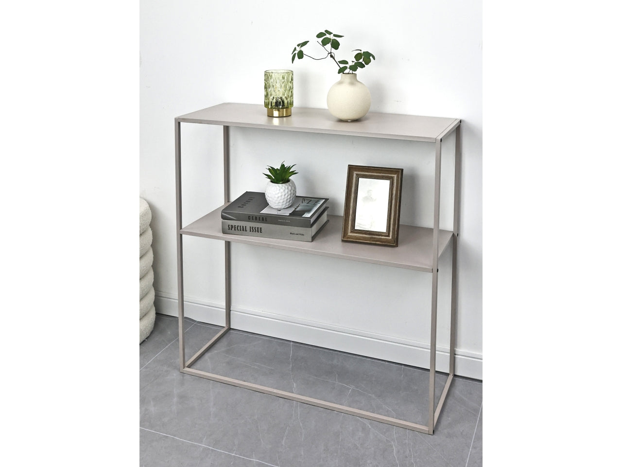 Alrik consolle 2 piani rettangolare beige 78xh.78cm