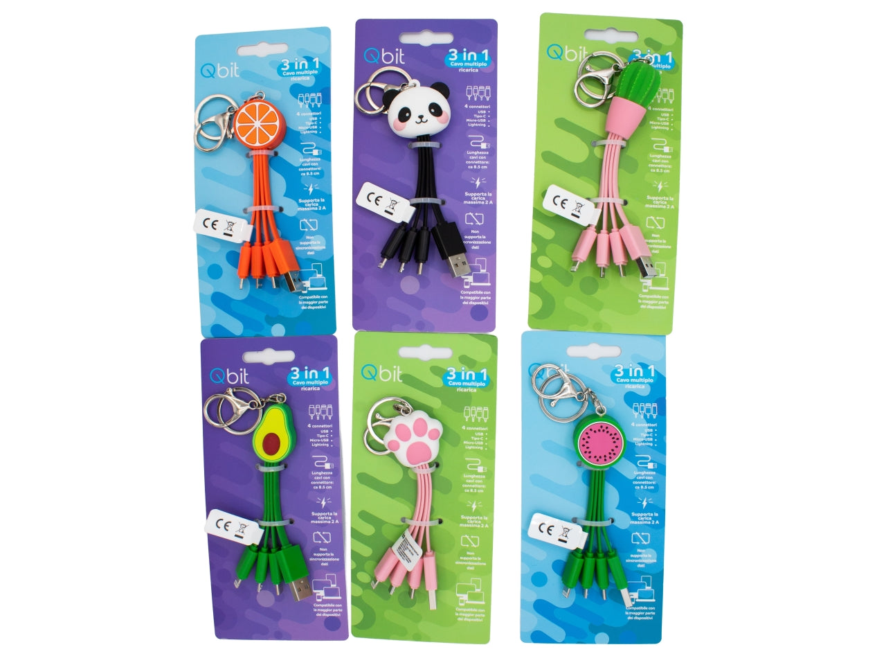 Display cavo usb 3 in 1 soggetti assortiti