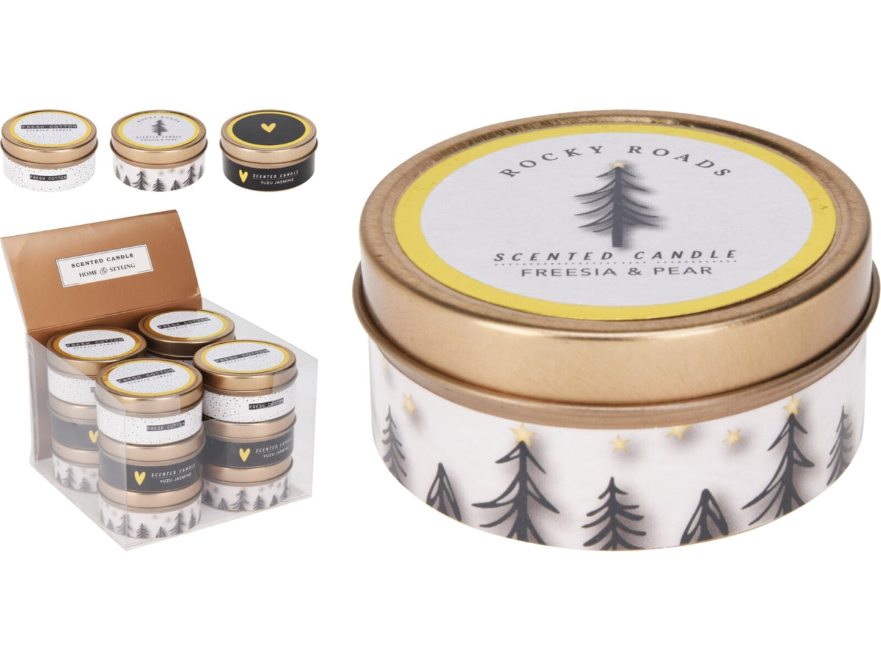 Candela in scatola di latta 6x3cm assortite