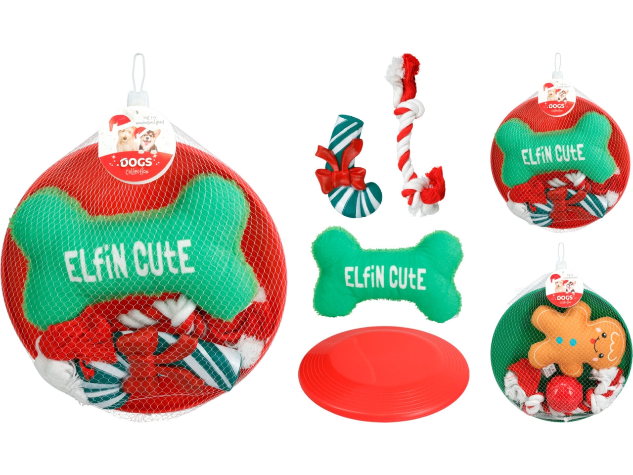 Giochi per cane natalizi 4pezzi assortiti