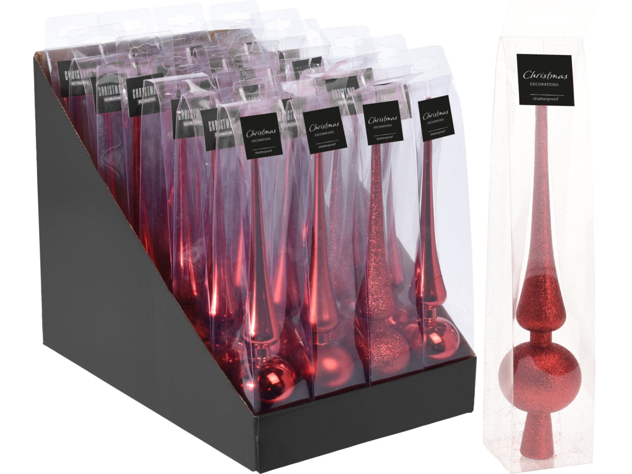 Puntale albero 28cm rosso assortiti