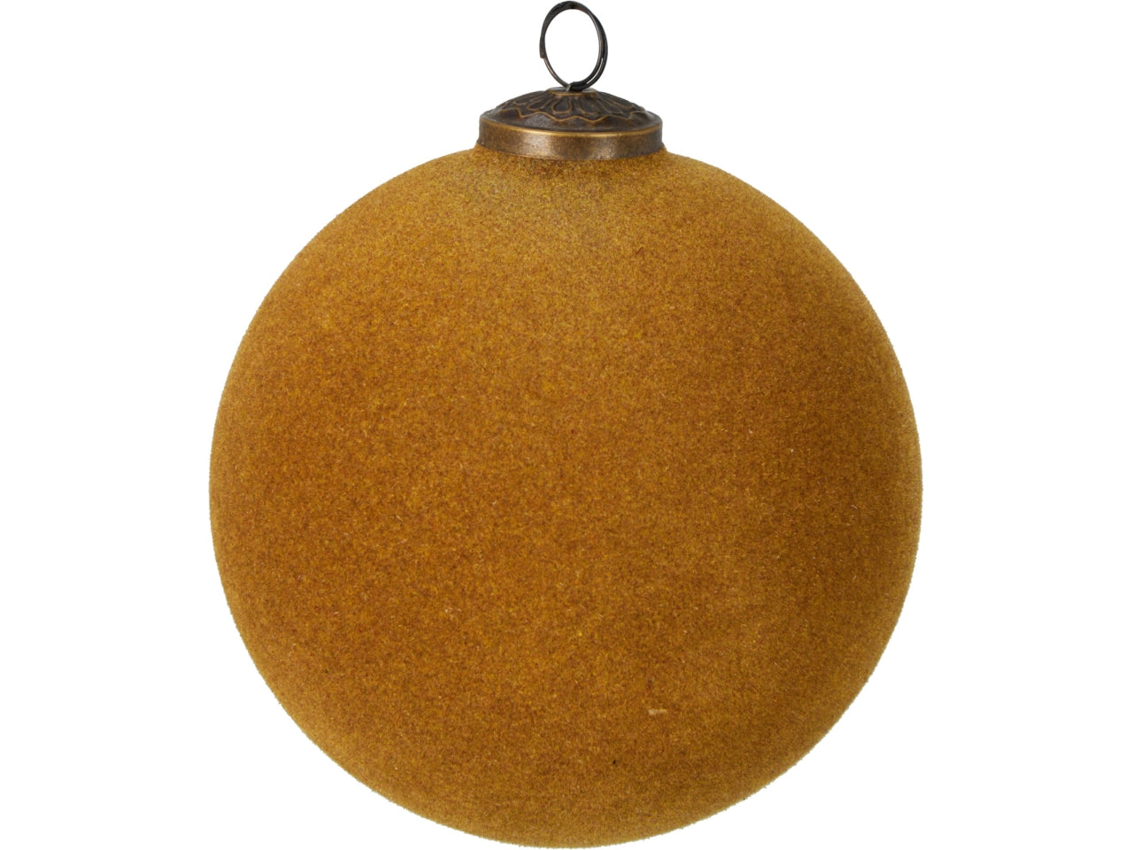 Palla 15cm in vetro floccata oro