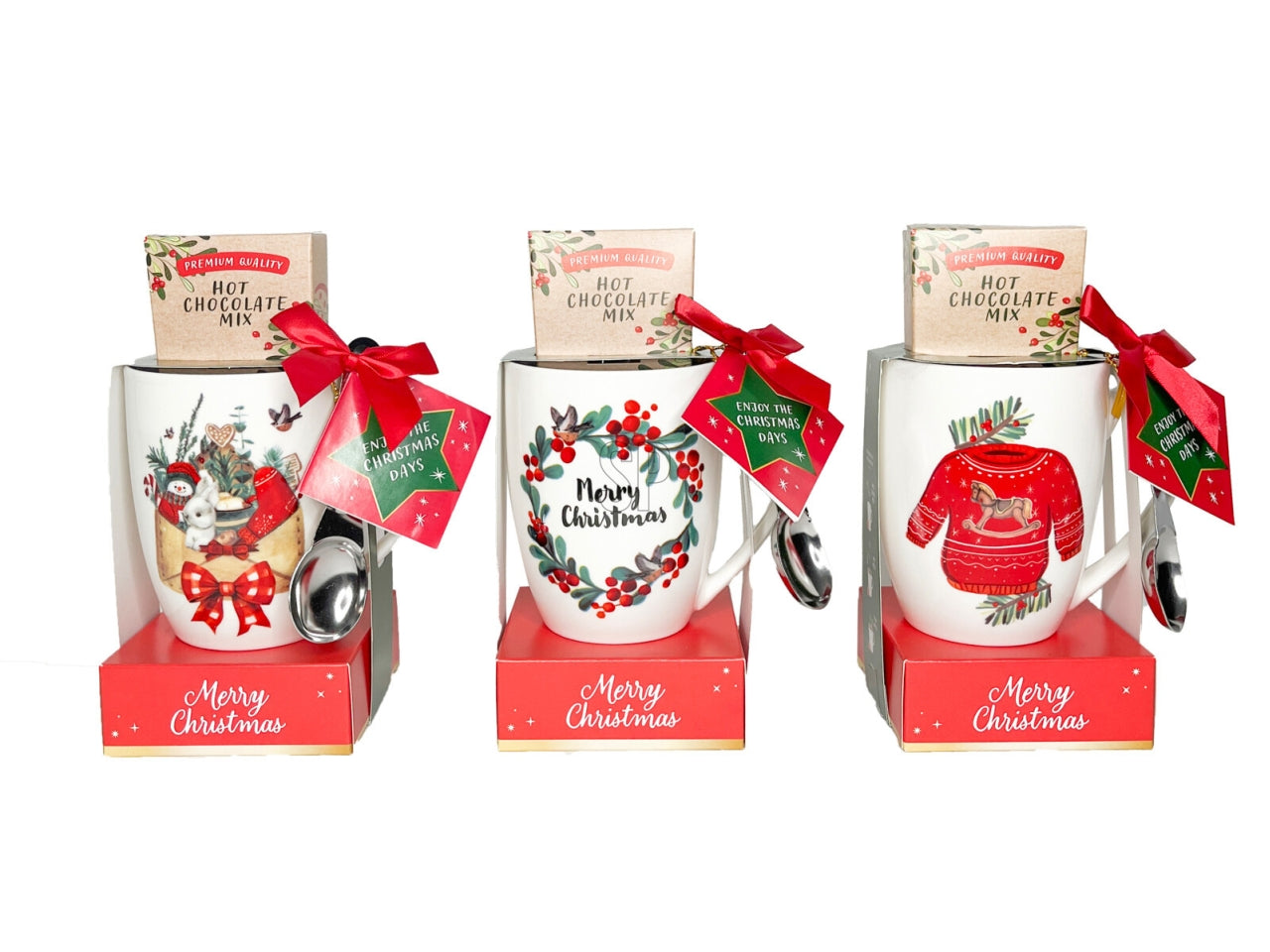 Mug natalizia in ceramica con cioccolato, fantasie assortite