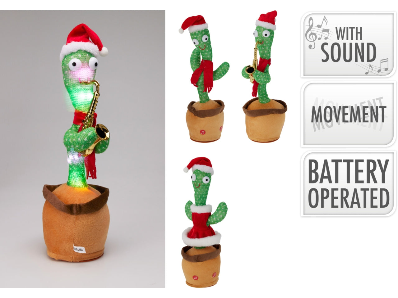 Cactus peluche 32cm musicale assortiti