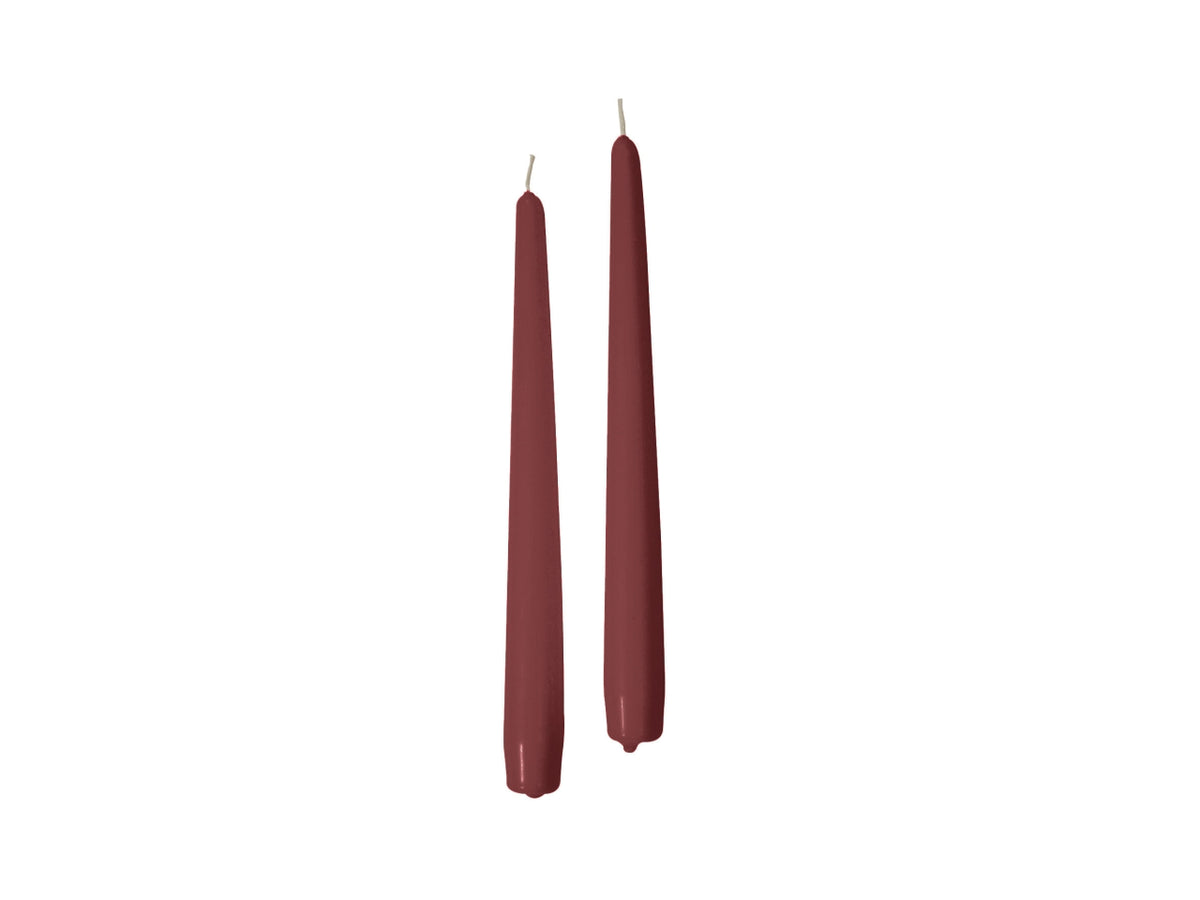 Confezione di 12 candele coniche alte 12cm color borgogna