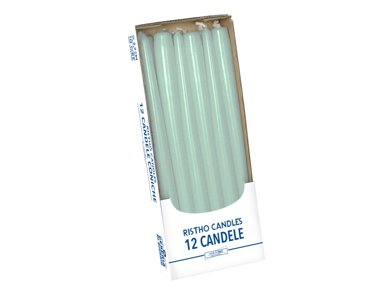 Confezione di 12 candele coniche alte 30cm color verde vintage