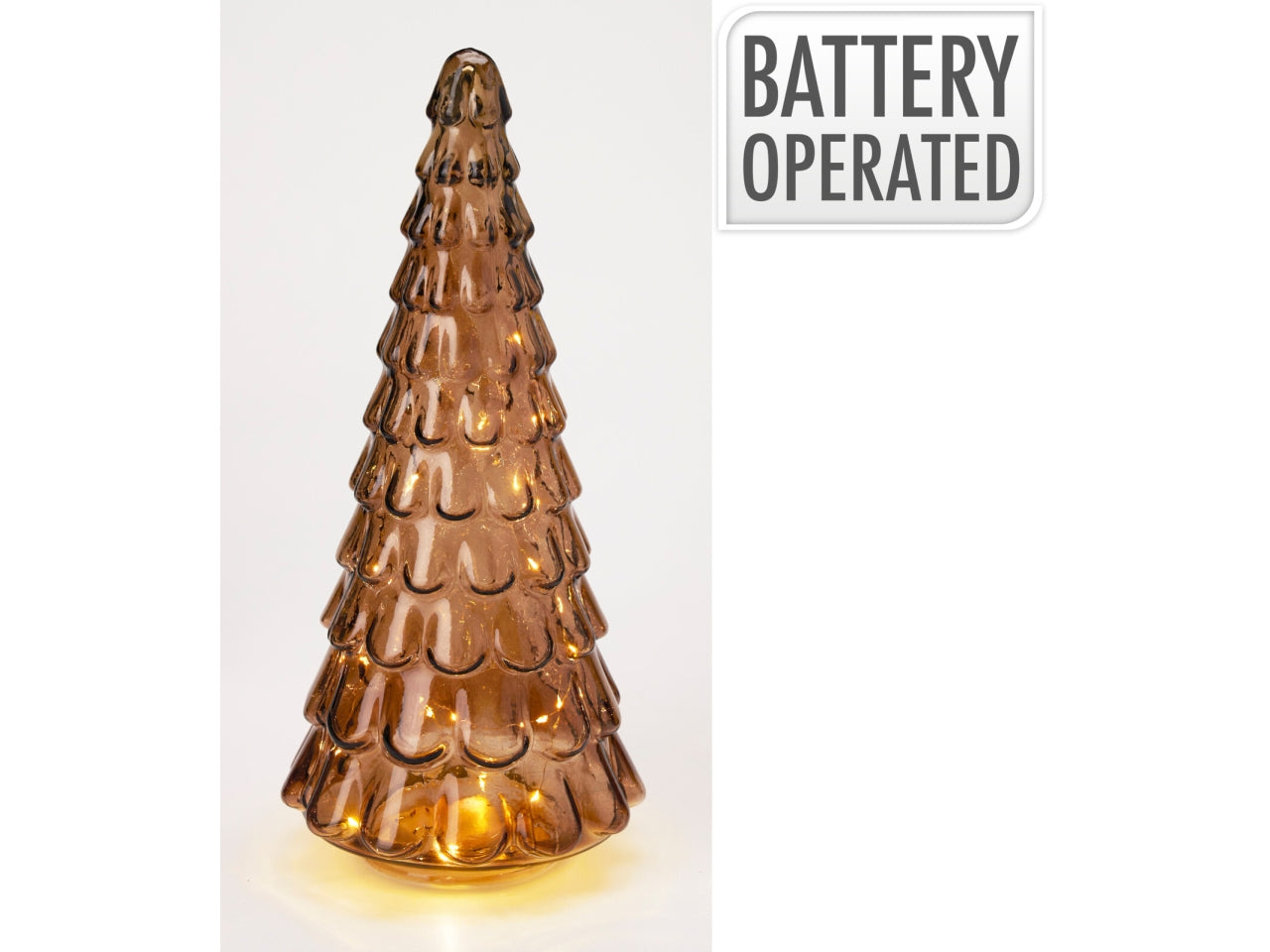 Albero 40cm in vetro con led ambra