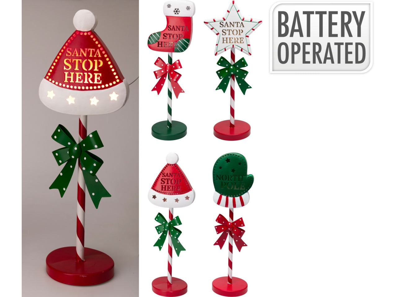 Figure natalizie con led a batteria 15x53cm assortite