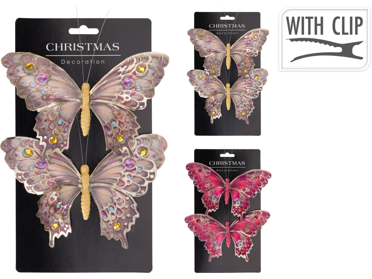 Farfalle con clip 2 pezzi 19cm assortite