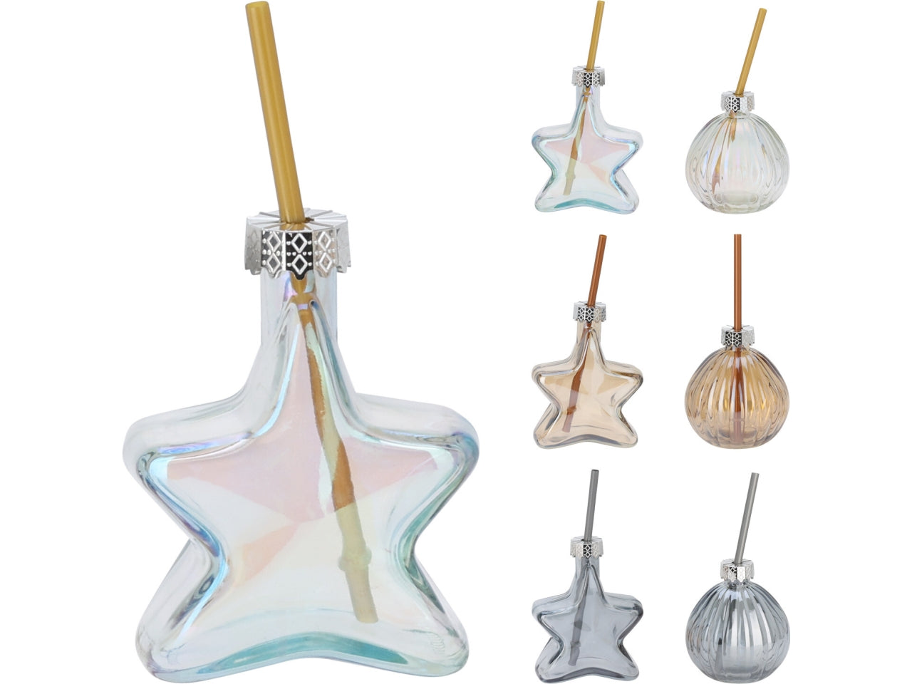 Bicchiere stella/sfera c/cannuccia assortiti