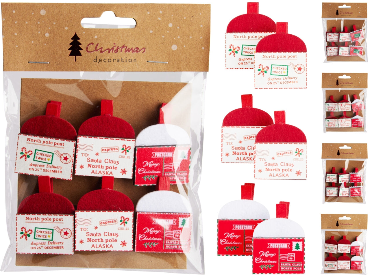 Set clip busta natale 6 pezzi, assortiti