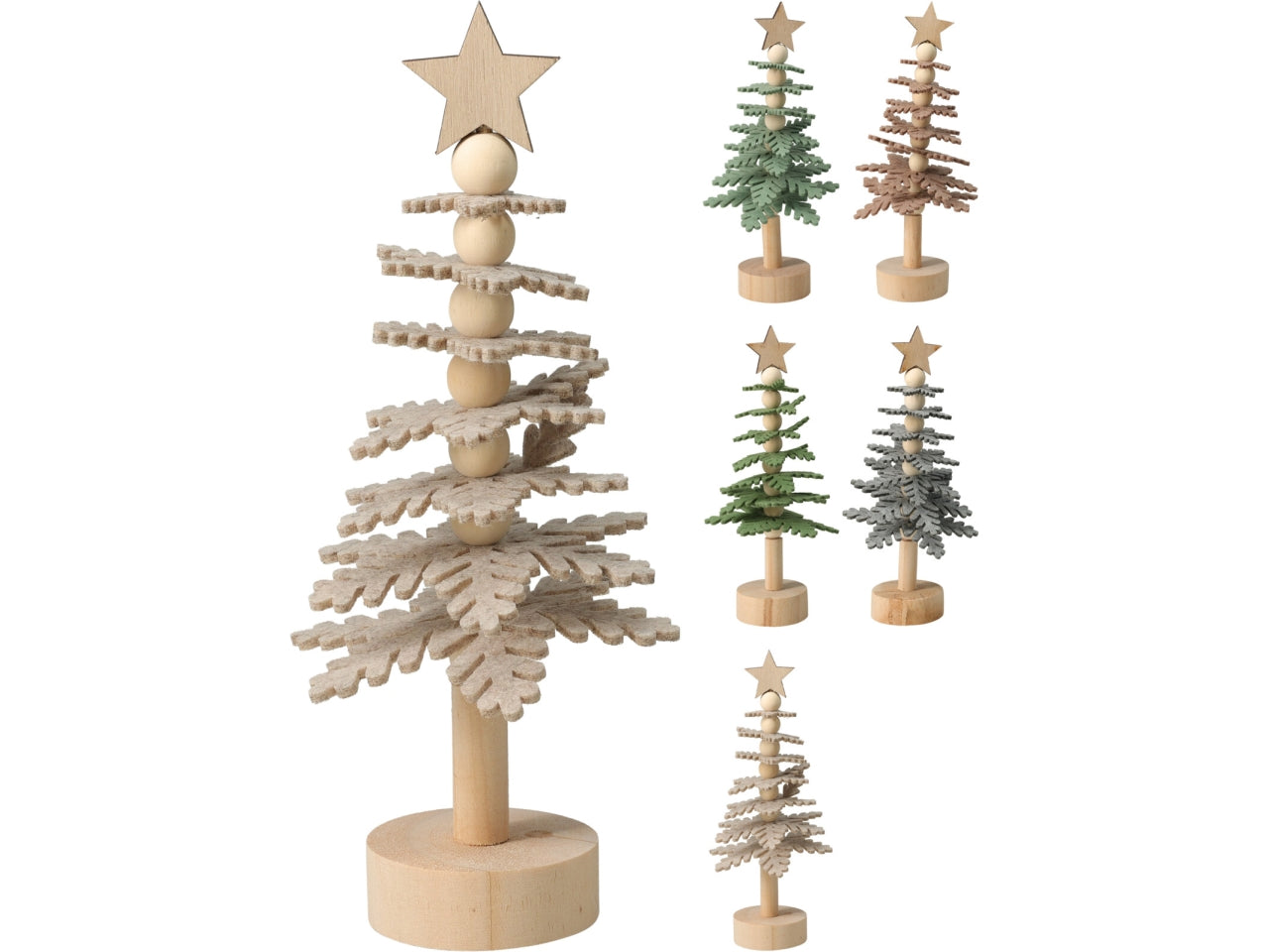 Albero legno e feltro 23cm, assortiti